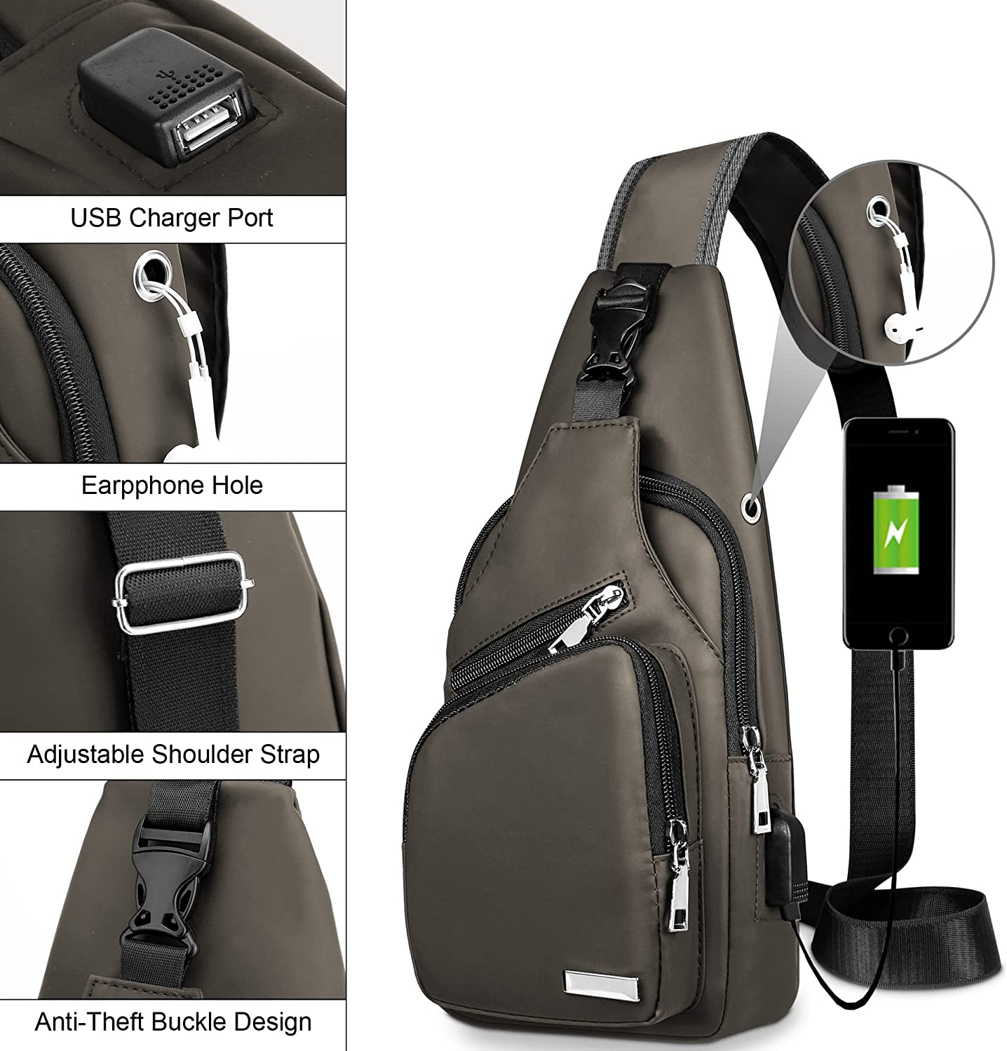 Waterproof Sling Bag Crossbody Backpack for Men Women Sling Backpack Hiking Daypack Multipurpose Cross Body Chest Bag - Image 7